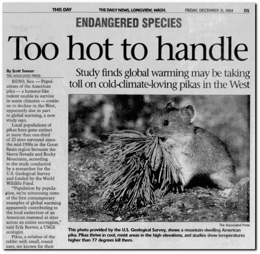 Eighteen years ago experts said Pikas were doomed because of global warming